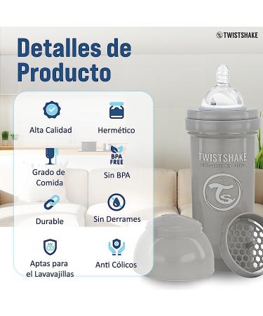 Twistshake Newborn Anti-Colic Baby Bottle Set with Milk Powder Container and Blender - 9 Pieces | 4 x Bottles - 2 x Nipples - - Buy Online on GoSupps.com