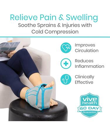 Vive Compression Ankle Ice Pack Wrap for Foot Pain Relief - Cold Brace for Injuries - Support for Swelling, Sprains, & Fractures - Reusable Gel - Fits Small & Large Feet, Gray - Buy Online on GoSupps.com