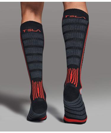 TSLA 2 Pack Winter Ski Socks - Men and Women Calf Compression Snowboard Socks - Warm Thermal Socks for Cold Weather - 2pairs Black/Orange - Size Large - Buy Online on GoSupps.com