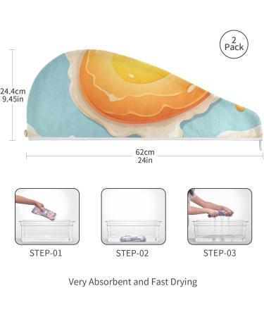 Fresh Fried Egg Hair Towel 2 Pack | Super Absorbent Quick Dry Hair Turbans for Women & Girls - Buy Online on GoSupps.com