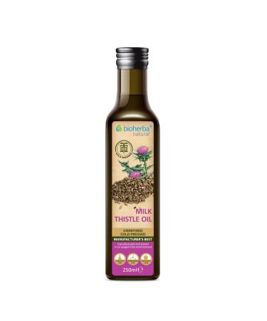 BIOHERBA Bioherba Natural Milk Thistle Oil Cold Pressed Unrefined No Additives Dark Glass Bottle 250ml for Liver Support and Cul