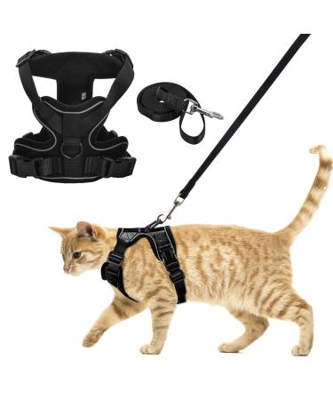 Doryum Cat Harness and Leash Set Adjustable Harness with Reflective Strips Escape Proof Soft Cat Vest and Lead for Small Dog Cat Pet Outdoor Training Walking Running (S)