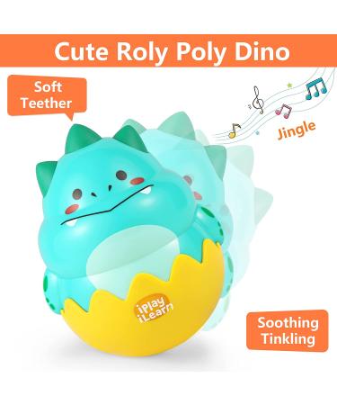 iPlay iLearn Dinosaur Teething Rattle Baby Toy | Tumbler Roly Poly Ball Rattles | Infant Teether Sensory Toy | Newborn Gift for Boys & Girls - Buy Online on GoSupps.com