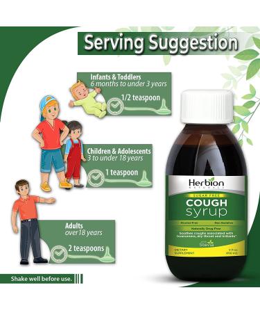 Herbion Naturals Sugar-Free Cough Syrup with Stevia - 5.0 Fl Oz - Green Formula - Buy Online on GoSupps.com