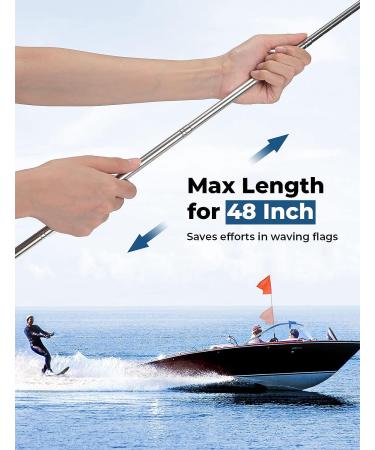 Kemimoto Orange Water Ski Flag with Adjustable Pole - Skier Down Flag for Boat, Swimmers, Surfers - Buy Online on GoSupps.com