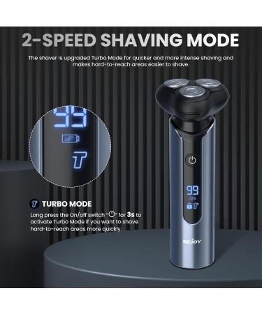 Electric Razor for Men Face Sejoy Electric Shaver Rechargeable Cordless 3D Floating Head UP to 180 Min Shaving Metallic IPX7 Waterproof Shaver - Buy Online on GoSupps.com