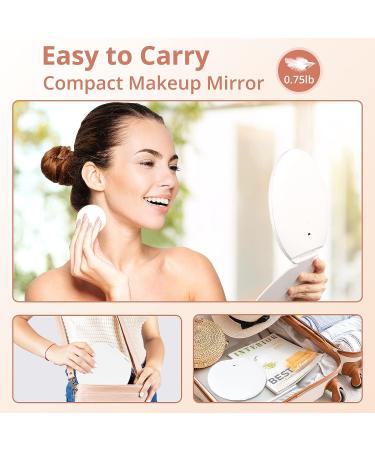 Fabuday Rechargeable Travel Makeup Mirror with Lights - Foldable & Lighted Cosmetic Mirror - 3 Color Lighting & Adjustable Brightness LEDs - Includes Bag - Buy Online on GoSupps.com