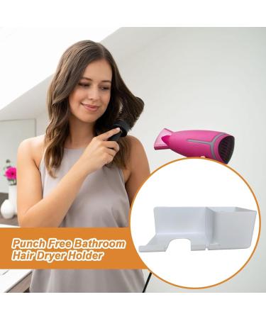 Hair Dryer Organizer | Adhesive Hair Dryer Hanger Blow Dryer Holder | Mark Hair Styling Care Tool Organizer with 3 Compartment and Plug Hook for Wall Second Generation Hair Dryer Rack White - Buy Online on GoSupps.com