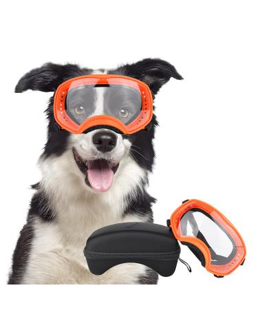 Petleso dog glasses windproof dog sunglasses dog protective glasses with adjustable band Suitable for medium-sized to large dog orange