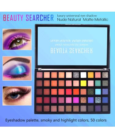 Professional 50-Color Eyeshadow Palette | Matte & Shimmer Pressed Pigments | Waterproof & Durable Makeup - Buy Online on GoSupps.com