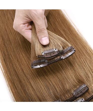 Elailite Standard Weft Hair Extensions - 20 Light Brown Remy Clip-In Human Hair - 8 Pieces Full Head, 105g - Buy Online on GoSupps.com