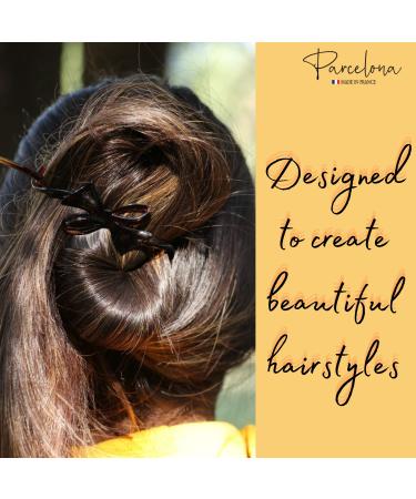 Parcelona French Twist n Clip Bow Tortoise Shell Celluloid Acetate Hair Clips (Set of 2) - Buy Online on GoSupps.com