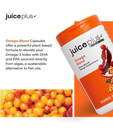 Juice Plus+ Omega Blend - Vegan, Fish-Less, No Aftertaste - Omega 3, 5, 6, 7 & 9 Fatty Acids from Algae & Seeds - DHA, ALA & EPA for Brain & Vision - 1 Bottle (60 Servings) - Buy Online on GoSupps.com