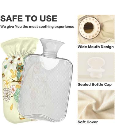 Owl Autumn Flowers Hot Water Bottle | 1L BPA Free Pain Relief | Small Heat Bag for Headaches & Neck Relief - Buy Online on GoSupps.com