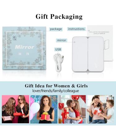 Nuoya LED Lighted Rechargeable Makeup Mirror | 1X/3X/7X Magnification Trifold Vanity Mirror with 64 LED Beads | Touch Screen Dimming & Adjustable Stand | Perfect for Countertop, Travel, Bathroom - Buy Online on GoSupps.com