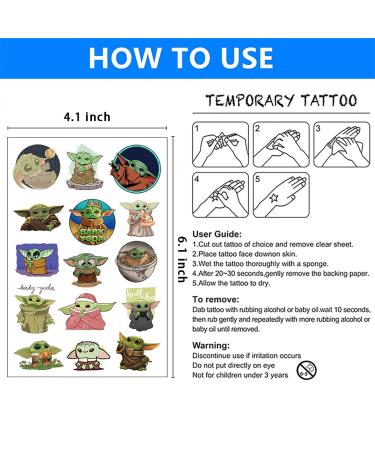 Baby Yoda Temporary Tattoos - Star Wars Theme Birthday Party Decorations for Kids - 12 Sheets - Buy Online on GoSupps.com