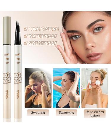Waterproof Eyebrow Pencil & Microblading Liquid Brow Pen - Long-Lasting Natural Look - 1# Brown - Buy Online on GoSupps.com