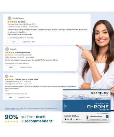 Chrome GRANIONS - 200 g - Made in France - Maintaining a normal blood glucose level - Hunger suppressant - 30 ampoules - Buy Online on GoSupps.com
