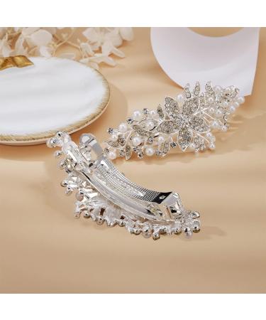 Rhinestone Pearl Hair Clips Set - Elegant Crystal Barrettes for Women, Bridal Wedding Hair Accessories - Buy Online on GoSupps.com