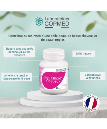 LABORATOIRES COPMED - Skin Nails Hair - Food Supplement with Plants Vitamins and Minerals - French Brand - 90 Capsules (Vegetable Bioplastic Pill Box) - Buy Online on GoSupps.com