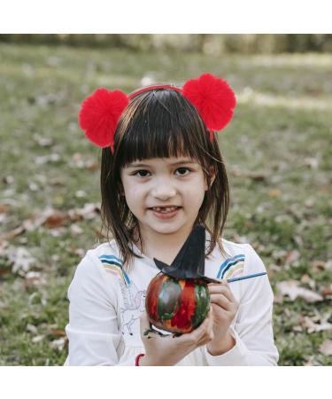 minkissy Plush Ball Headband Fluffy Pom Pom Headband Cat Ear Headpieces Christmas Party Hair Accessory for Women Kids Red - Buy Online on GoSupps.com