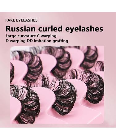 Russian Strip Lashes 1 Boards/10 Pairs Per Board Segmented False Eyelashes D Curl + 3D Effect Easy to Wear for Work Vacation Wedding DH06-H5 - Buy Online on GoSupps.com