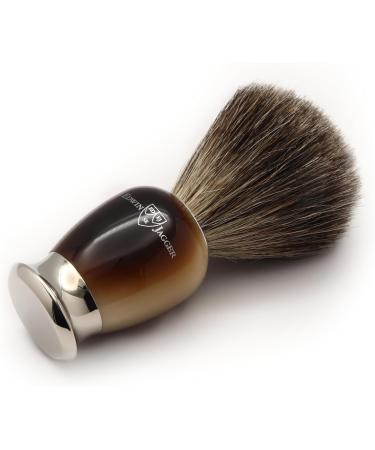 Edwin Jagger Imitation Light Horn & Nickel Classic Pure Badger Shaving Brush - Men's Shaving Brush for Cream or Soap - Buy Online on GoSupps.com