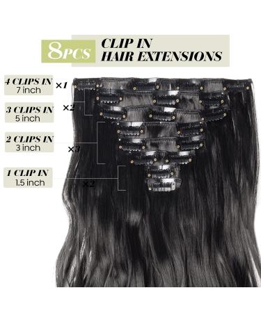 S-noilite 17 Full-Head Clip-In Ombre Hair Extensions - Dark Black Dip Dye 8pcs Long Hair (43cm) - Buy Online on GoSupps.com