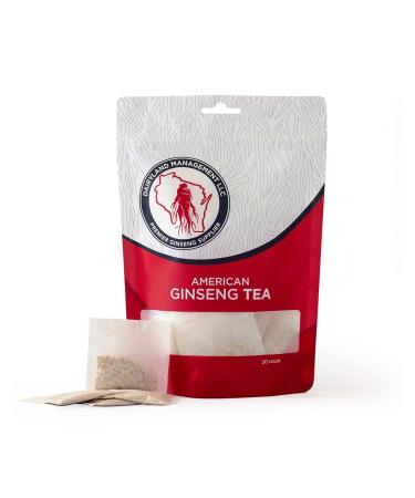 Dairyland Management LLC Ginseng Tea Bags - 20 ct - Pack of Wisconsin Ginseng Tea - Authentic American Ginseng Tea - Non-GMO Gluten Free Ginseng Drink - Enjoy Pure Ginseng Tea Daily 20 Count (Pack of 1)