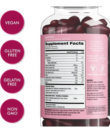 Flat Tummy Superfruits Gummies 60 Count - Vegan & Non-GMO - Skin, Gut, Cellular & Immune Health Support - Collagen, Keratin, Bamboo Silica, Vitamins A, C & E - Gluten-Free (Pack of 1) - Buy Online on GoSupps.com