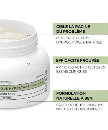 OMA & ME Moisturizing Mask for Dry Hair - Deep Nourishes and Hydrates Over the Duration - A3C Hair Mask and Serine 98% Natural Ingredients Made in France - 250 ml - Buy Online on GoSupps.com
