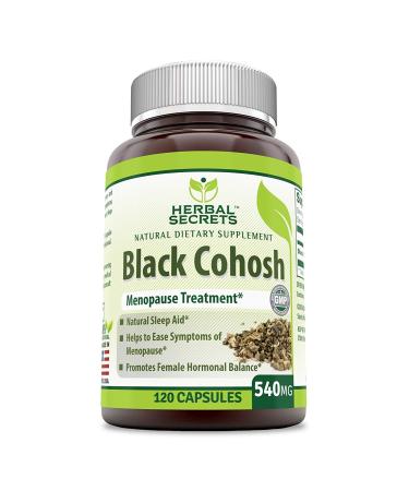 Herbal Secrets Black Cohosh 540 mg 120 Capsules (Non-GMO) - Natural Sleep Aid* Helps to Ease The Symptoms of Menopause* Promotes Female Hormonal Balance*