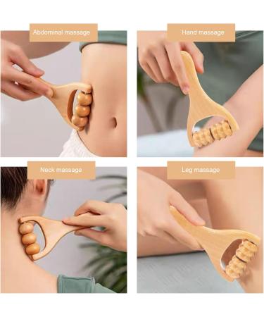 Wood Massage Tools Set - 3PCs Hand Roller for Neck Waist Legs & Full Body Muscle Relief - Buy Online on GoSupps.com