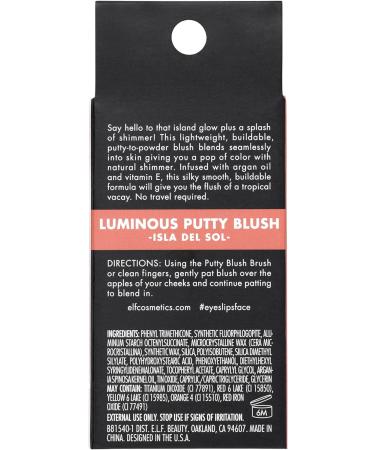 e.l.f. Luminous Putty Blush - Isla Del Sol 10g | Shimmer Finish, Lightweight & Buildable Formula | Pack of 1 - Buy Online on GoSupps.com