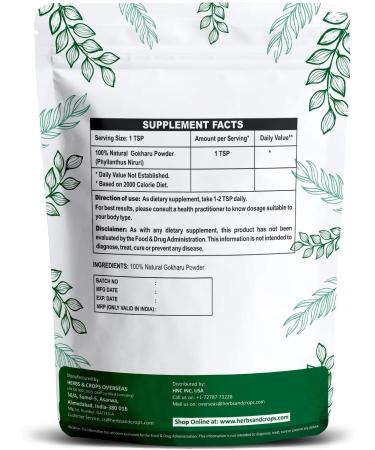 Organic Tribulus Terrestris Powder - 100% Natural Gokharu/Gokshura - 227g / 1/2 LB - Promotes Overall Health - GMO & Gluten Free - Buy Online on GoSupps.com