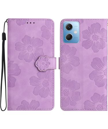 Buy Violet Folding Cover for Redmi Note 12 | PU Leather Flower Pattern Stand Card Compartment Magnetic Lock - International Shipping Available - Buy Online on GoSupps.com