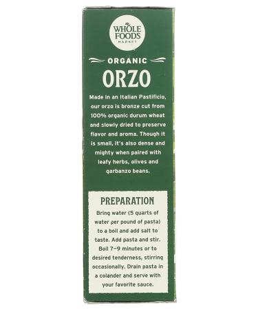 Whole Foods Market Organic Orzo 16 oz - Buy Online for Quality and Flavor - Buy Online on GoSupps.com