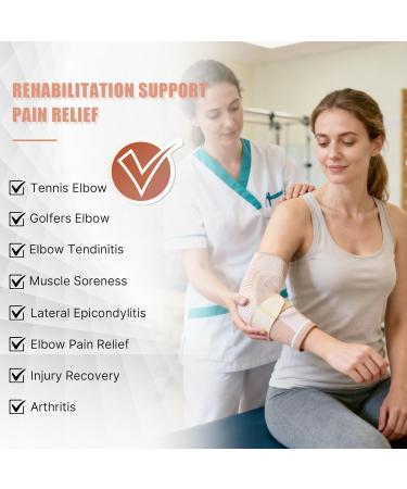 Cezlstesy Epicondylitis Elbow bandage for epicondylitis with 2 compression pads nonslip elbow bandage for women and men for tennis bodybuilding golf beige M Beige M - Buy Online on GoSupps.com