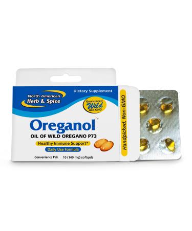 North American Herb & Spice Oreganol P73 Convenience Pak - 10 Softgels - Wild Oreganol P73 Oil - Healthy Immune Support - Daily Use Formula - Non-GMO - 10 Servings 10 Count (Pack of 1)