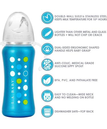 9oz Insulated Stainless Steel Sippy Cup for Toddlers | Leak-free, Non-toxic, Medical Grade Silicone | Blue Sapphire - Buy Online on GoSupps.com