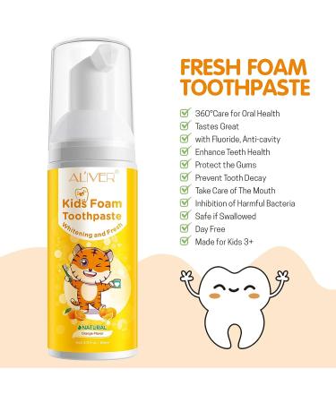 Low Fluoride Kids Foam Toothpaste - Natural Orange Flavor | Reduce Plaque - Children's Toothpaste - Buy Online on GoSupps.com