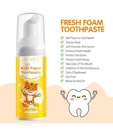 Kids Foam Toothpaste 2-Pack | Low Fluoride Anticavity Formula for U-Shaped Toothbrush | Orange Flavored Mouthwash for Children's Teeth Cleaning - Buy Online on GoSupps.com
