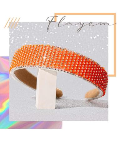 Flayem Rhinestone Rainbow Headband Sparkly Glitter Padded Wide Hair Band Gorgeous Hair Accessories for Women and Girls (Orange) - Buy Online on GoSupps.com