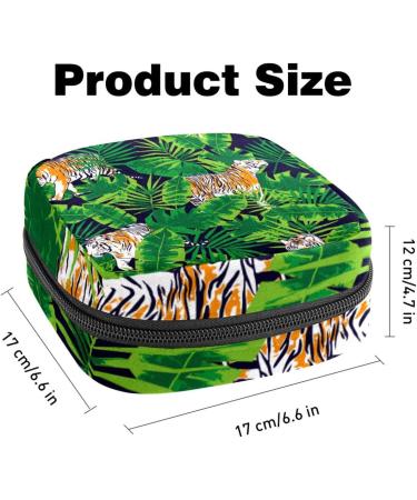 Storage Bags for Women's Bandages | Jungle Motif - Parrots Tigers & Tropical Leaves | Large Menstrual Cup Pocket with Zipper - Ideal for Tampons & Insoles - Buy Online on GoSupps.com