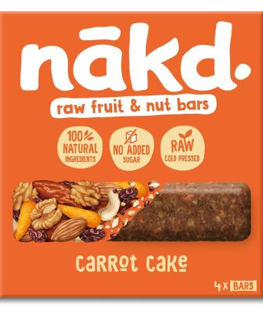 Nakd Carrot Cake Fruit & Nut Bars - Vegan, Gluten-Free Snack - 35g x 48 - Buy Online on GoSupps.com
