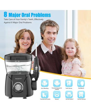 Sawgmore FC166 Water Flosser for Teeth/Braces - 600ml Capacity, 10 Adjustable Pressures, 8 Nozzles - Professional Oral Irrigator (Black) - Buy Online on GoSupps.com