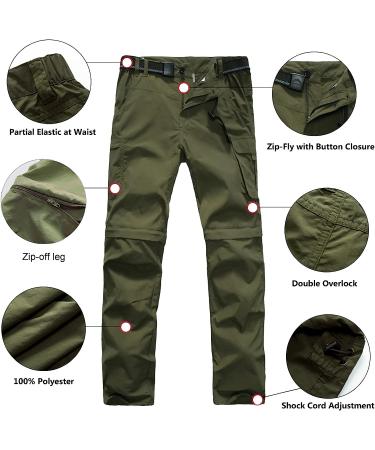JOMLUN Boys Scout Convertible Hiking Pants - Army Green, Youth Cargo Trouser for Outdoor Climbing - Size 12-14 Years - Buy Online on GoSupps.com