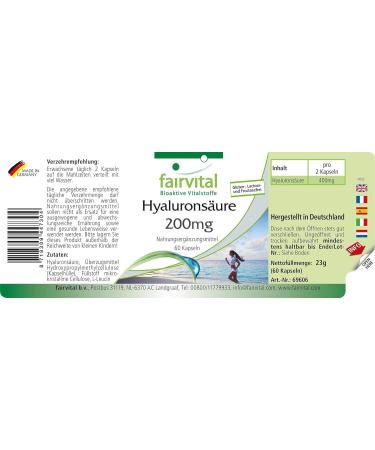 Fairvital | Hyaluronic Acid 200mg - VEGAN - Highly Dosed - 60 Capsules - Buy Online on GoSupps.com