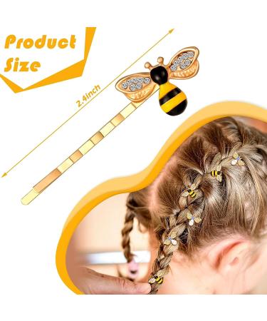 12-Piece Rhinestone Bee Hair Clip Set for Women - Yellow Pink Alloy Hair Accessories for Bride, Bridesmaid, Wedding, Party Styling - Buy Online on GoSupps.com