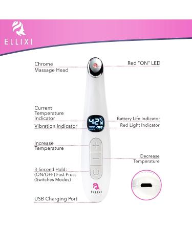 Ellixi 3-in-1 Vibrating Eye Massager Wand | Dark Circle & Puffiness Remover | Red Light Therapy for Cell Repair - Buy Online on GoSupps.com
